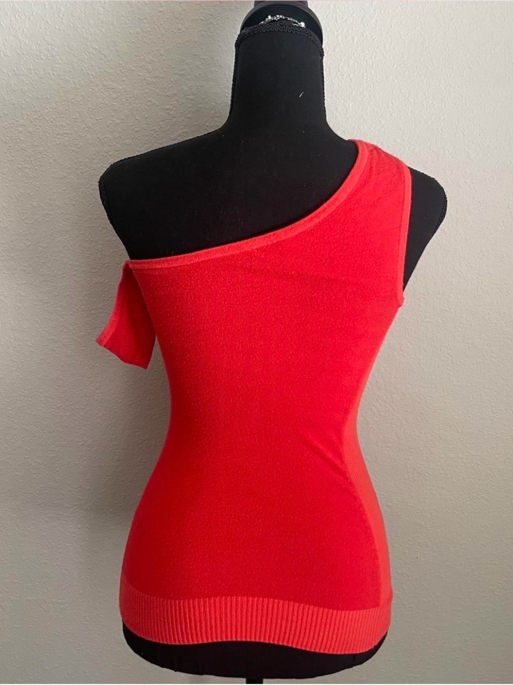 bebe Red One-Shoulder Rhinestone Logo Tank - Picture 4 of 4